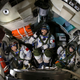 Chinese astronauts (from L to R) Zhang Xiaoguang, Nie Haisheng and Wang Yapin